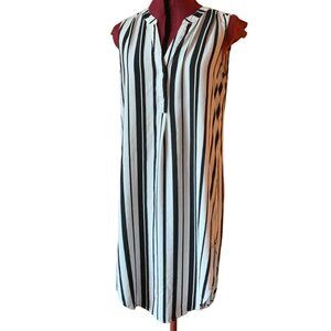 CUPIO - Striped Black & White long tunic shirt dress sleeveless - Large